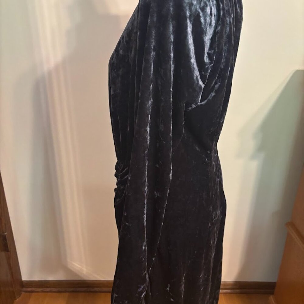 BARDOT Charcoal Black Velvet Dress with Long Sleeves - Size Large - Picture 7 of 11